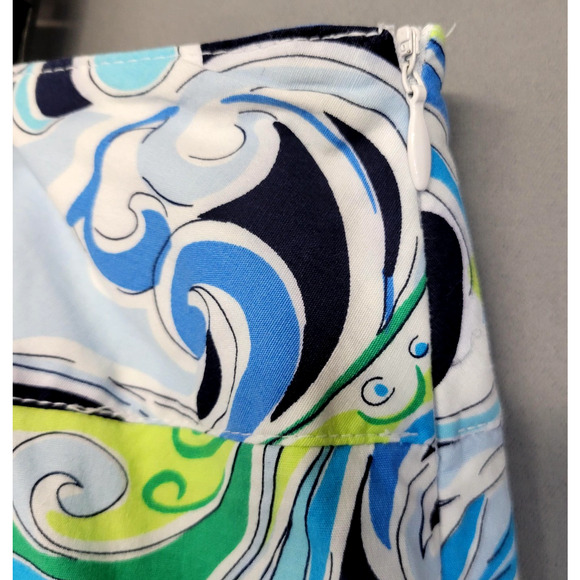 Courtenay Skirt Womens 18W Blue Green Paisley A-Line Cotton Stretch Side Zip - Picture 5 of 11